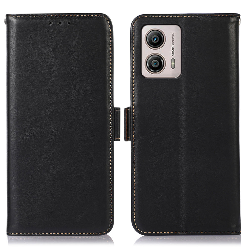 For Motorola Moto G53 5G RFID Blocking Protective Phone Case Genuine Cowhide Leather Phone Cover with Wallet Stand For Motorola Moto G53 5G RFID Blocking Protective Phone Case Genuine Cowhide Leather Phone Cover with Wallet Stand